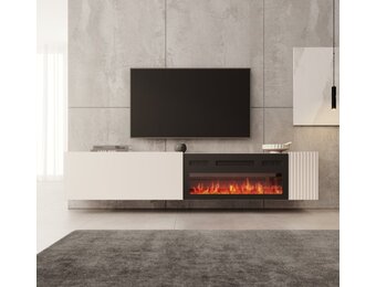 TM TV-Meubel met elektrische sfeerhaard Hearth & Home beige 200x30x38 cm