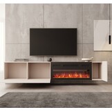 TM TV-Meubel met elektrische sfeerhaard Hearth & Home beige 200x30x38 cm