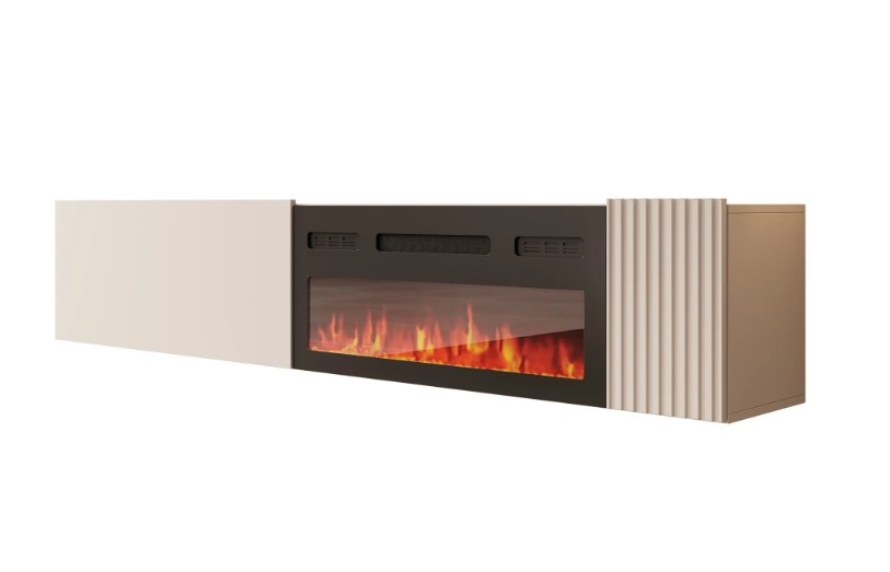 TM TV-Meubel met elektrische sfeerhaard Hearth & Home beige 200x30x38 cm