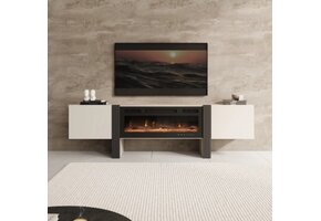 TM TV-Meubel met elektrische sfeerhaard beige 200x41x58 cm