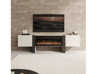 TM TV-Meubel met elektrische sfeerhaard beige 200x41x58 cm