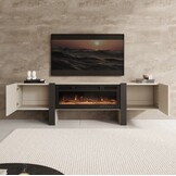 TM TV-Meubel met elektrische sfeerhaard beige 200x41x58 cm