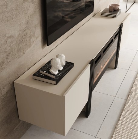 TM TV-Meubel met elektrische sfeerhaard beige 200x41x58 cm