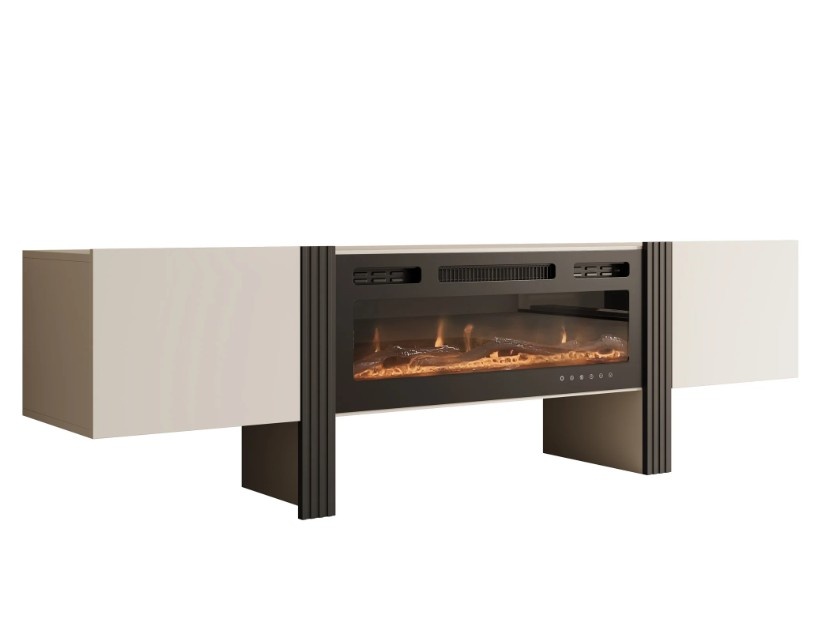 TM TV-Meubel met elektrische sfeerhaard beige 200x41x58 cm