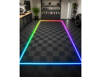 TM Garagevloer, Detailing tegel, Open kliktegel hard zwart 4,8 x 2,4m met RGB Led