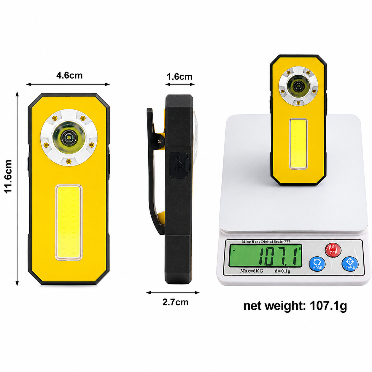 TM Rechargeable Narrow LED Flashlight / Looplamp / worklamp with Power Bank