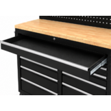 TM 122 cm Profi Tool trolley / Workbench with wooden top and rear wall