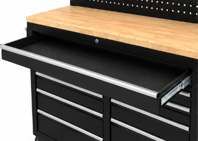 TM 122 cm Profi Tool trolley / Workbench with wooden top and rear wall