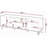 Tv-meubel Modern design met elektrische openhaard 181x42x50 cm Zwart