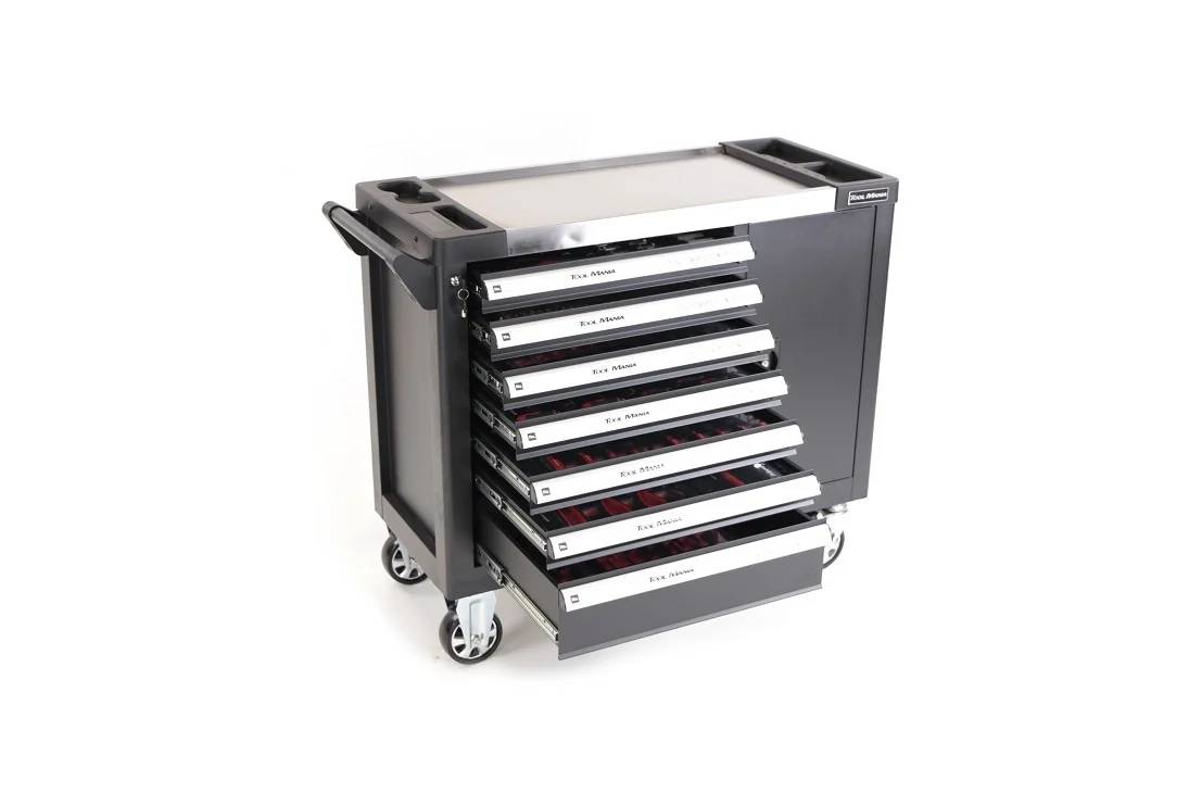 TM 274 Delige XL Premium Gevulde gereedschapswagen Met Deur en Carbon Inlays