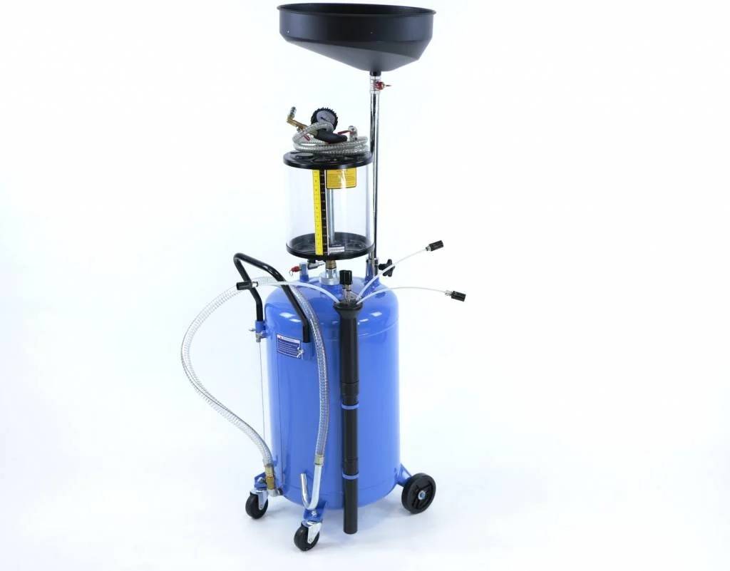 TM Olie opvangsysteem , Olie opvangwagen , Olie opvangapparaat , Olie Afzuiger met Stalen bak - BLAUW