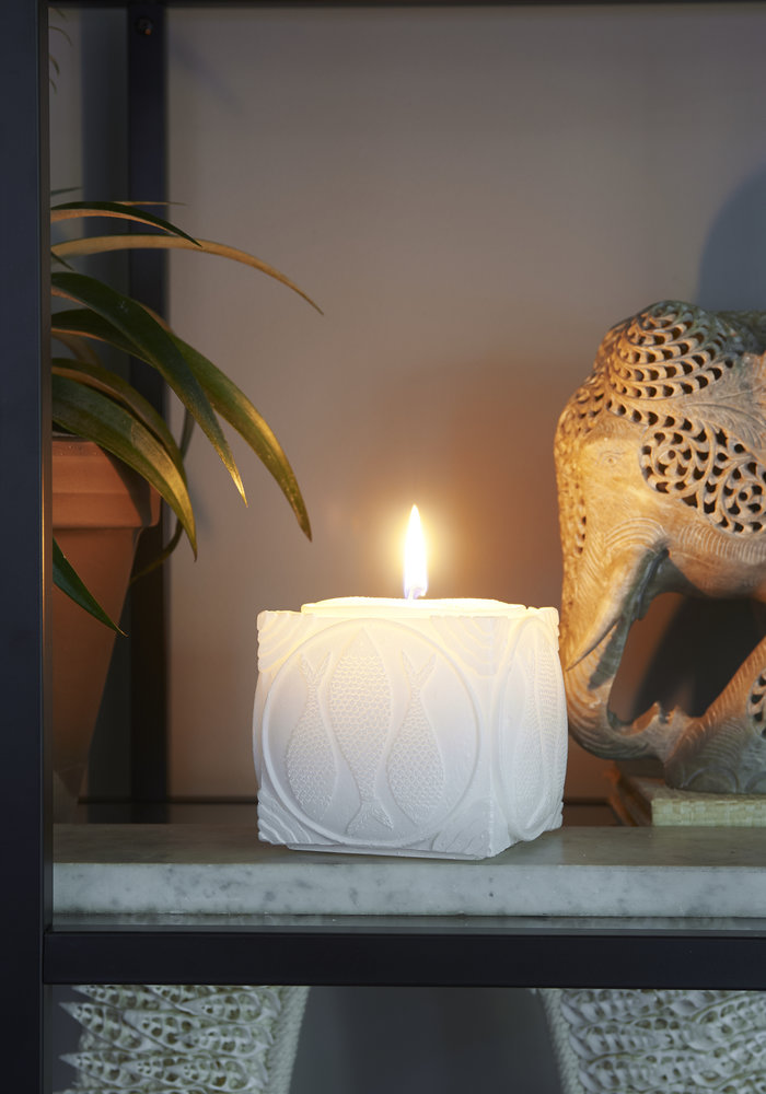 Rivièra Maison Happy Fish Square Candle white