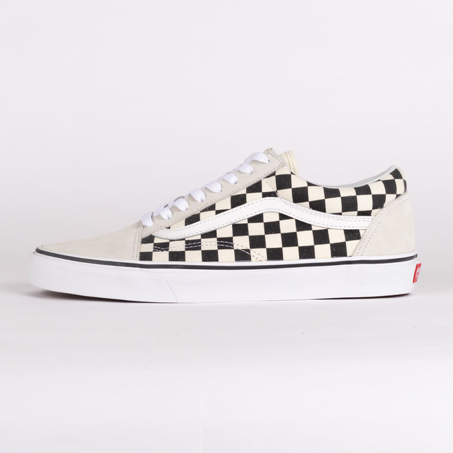 cream checkered old skool vans