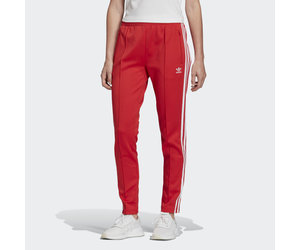 red and white adidas track pants