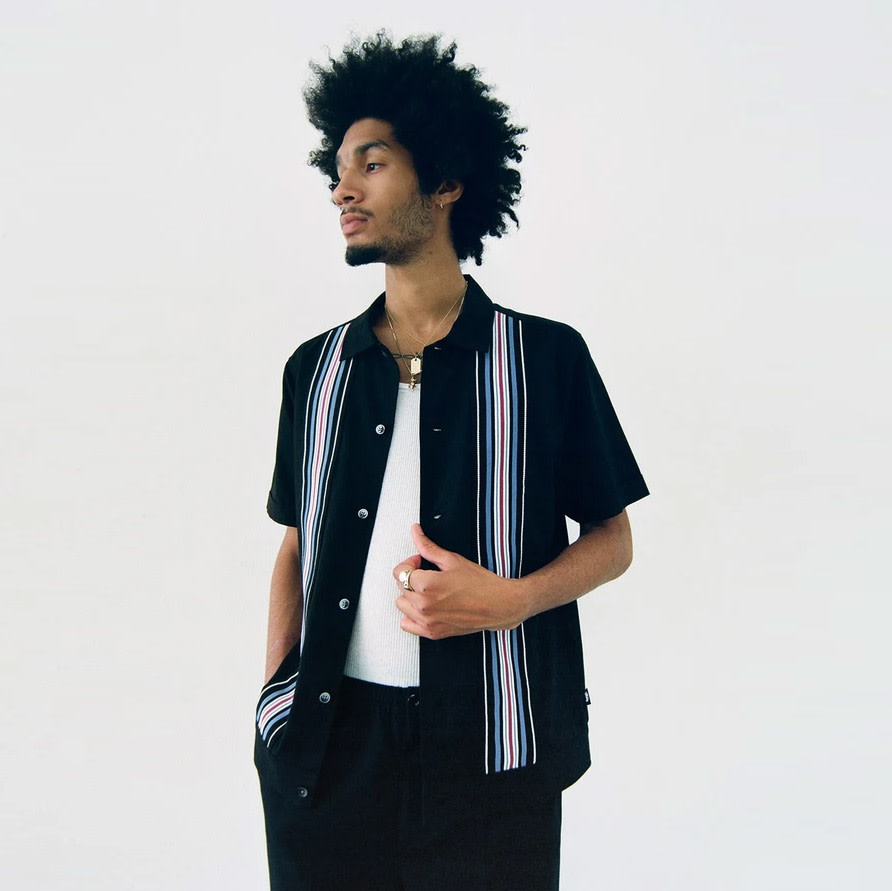 Stüssy Striped Knit Panel Shirt Black 