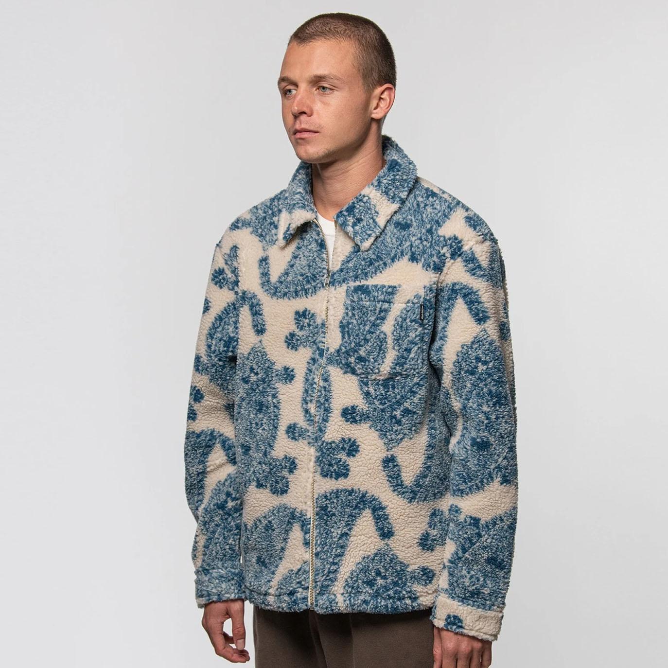 Big Paisley Full Zip Sherpa Natural 