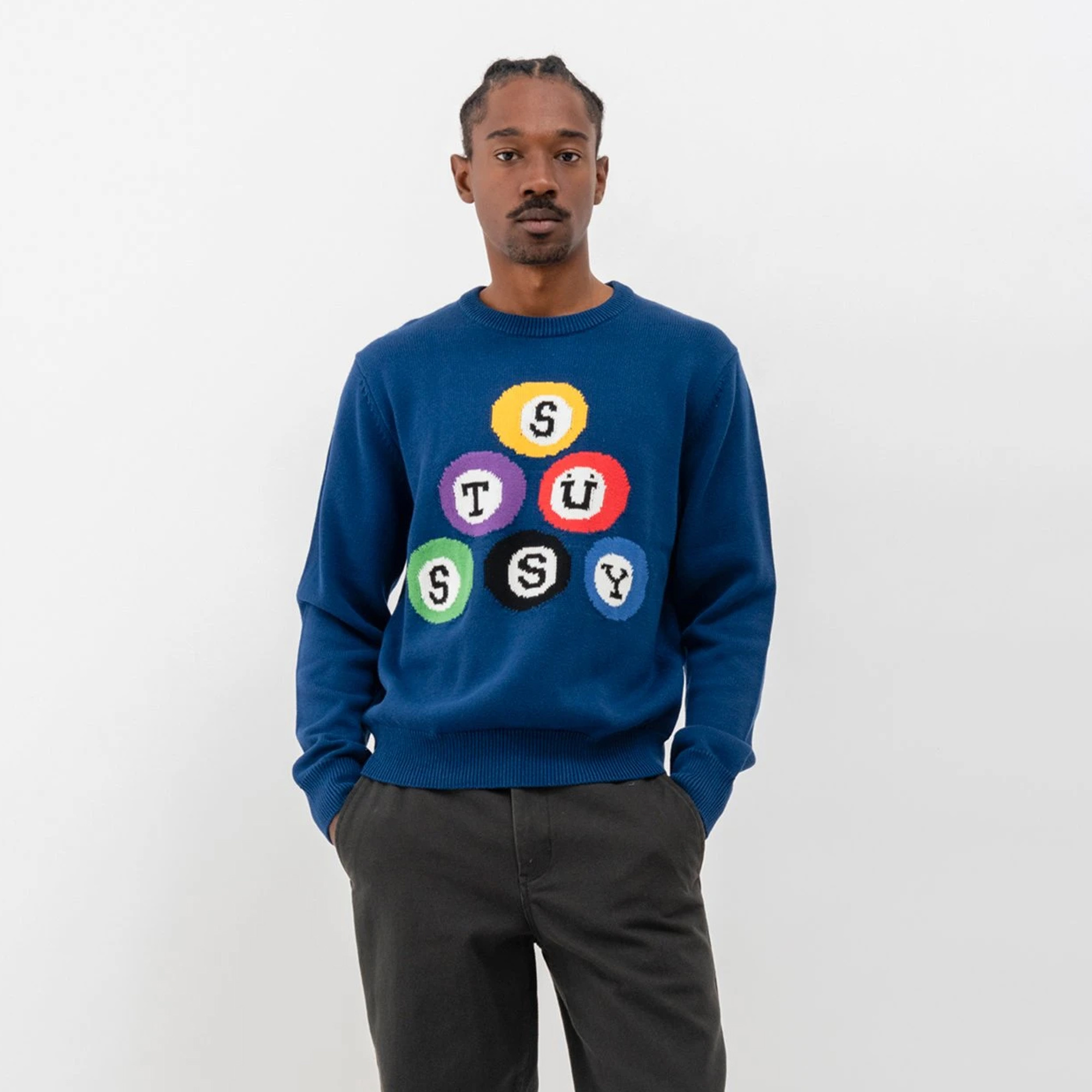 Stussy Billiard Sweater Navy - DIV 