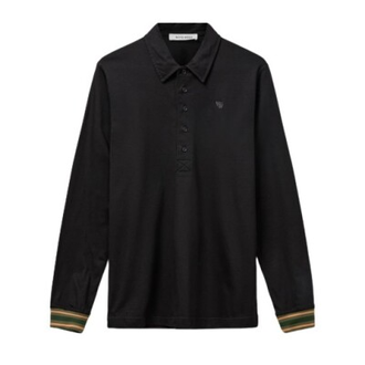 Wood Wood Wood Wood Boycle Rib Detail LS Polo Black Wood Wood Wood Wood Boycle Rib Detail LS Polo Black