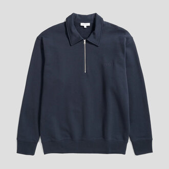 Norse Projects Norse Projects Ketel Relaxed Organic Logo Half-Zip Dark Navy Norse Projects Norse Projects Ketel Relaxed Organic Logo Half-Zip Dark Navy