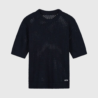 Arte Arte Crochet Knit T-Shirt Navy Arte Arte Crochet Knit T-Shirt Navy