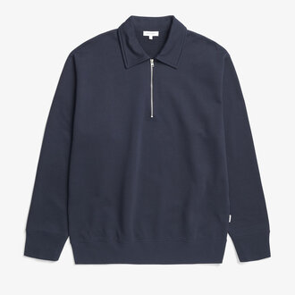 Norse Projects Norse Projects Standard Half Zip Sweatshirt Dark Navy