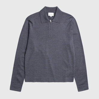Norse Projects Norse Projects Tech Merino Crepe Polo Charcoal Melange Norse Projects Norse Projects Tech Merino Crepe Polo Charcoal Melange
