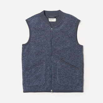 Universal Works Universal Works Zip Waistcoat Wool Fleece Slate Blue