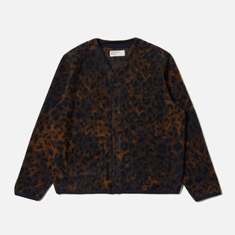 Universal Works Universal Works Cardigan Wool Fleece Night Leopard