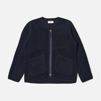 Universal Works Universal Works Zip Liner Jacket Wool Fleece Navy