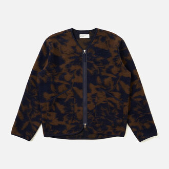 Universal Works Universal Works Studio Fleece Zip Liner Jacket Navy/ Brown