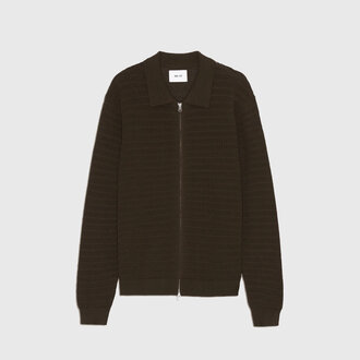 NN07 NN07 Gustav 60019 L/S Zip Cardigan Deep Truffle
