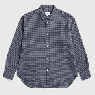 Norse Projects Norse Projects Espevik Oversize Micro Poplin Check Shirt Dark Navy