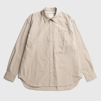 Norse Projects Norse Projects Espevik Oversize Micro Poplin Check S/S Shirt Taupe