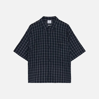 Won Hundred Won Hundred Maza Check S/S Shirt Navy Blue Comb.