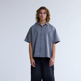 New Amsterdam Surf Association New Amsterdam Surf Association Wijk Shirt Wool Grey / Pink pinstripes