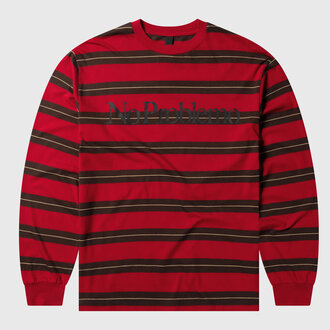 No Problemo No Problemo Striped LS Tee Red