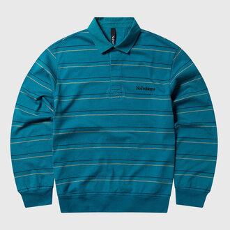No Problemo No Problemo Striped LS Rugby Shirt Teal