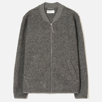 Universal Works Universal Works Wool Fleece Zip Bomber Grey Marl