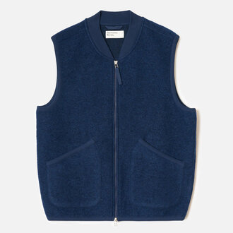 Universal Works Universal Works Zip Waistcoat Wool Fleece Indigo