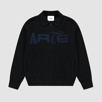 Arte Arte Stencil Zip Cardigan Black
