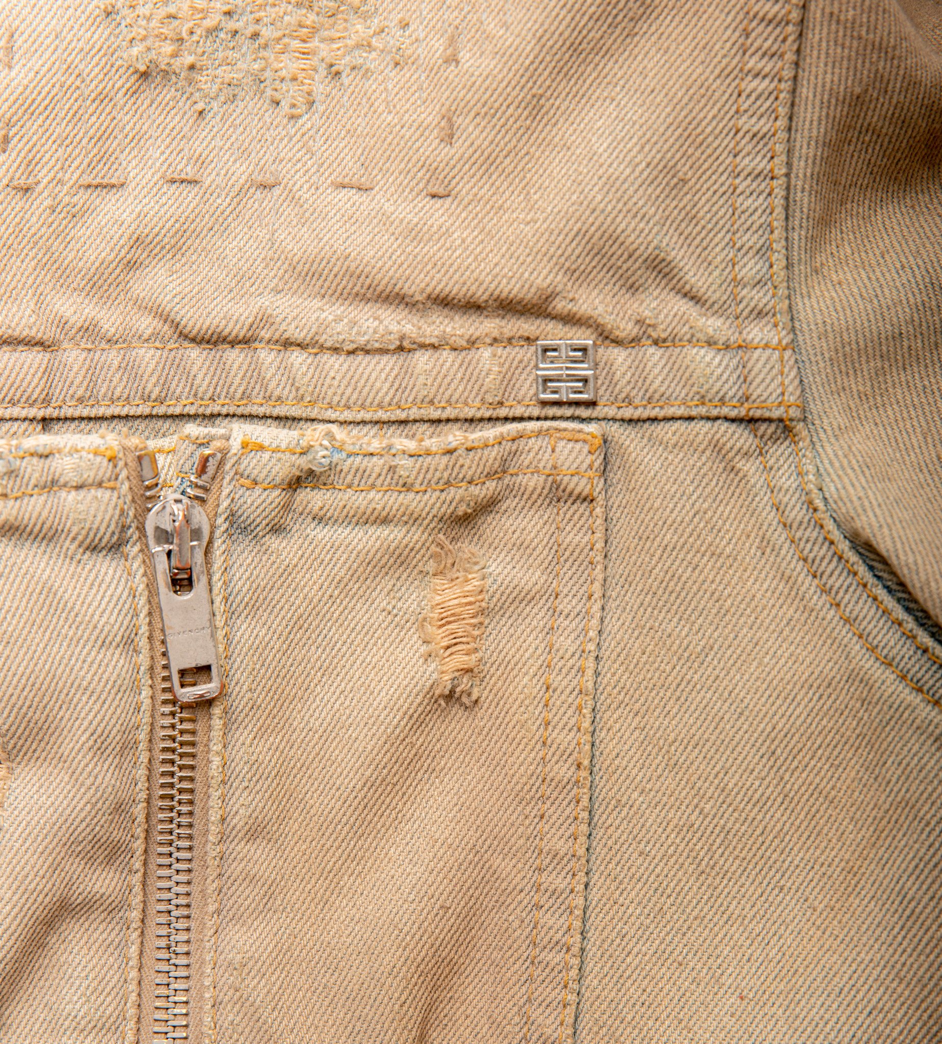GIVENCHY Distressed Denim Jeans Beige