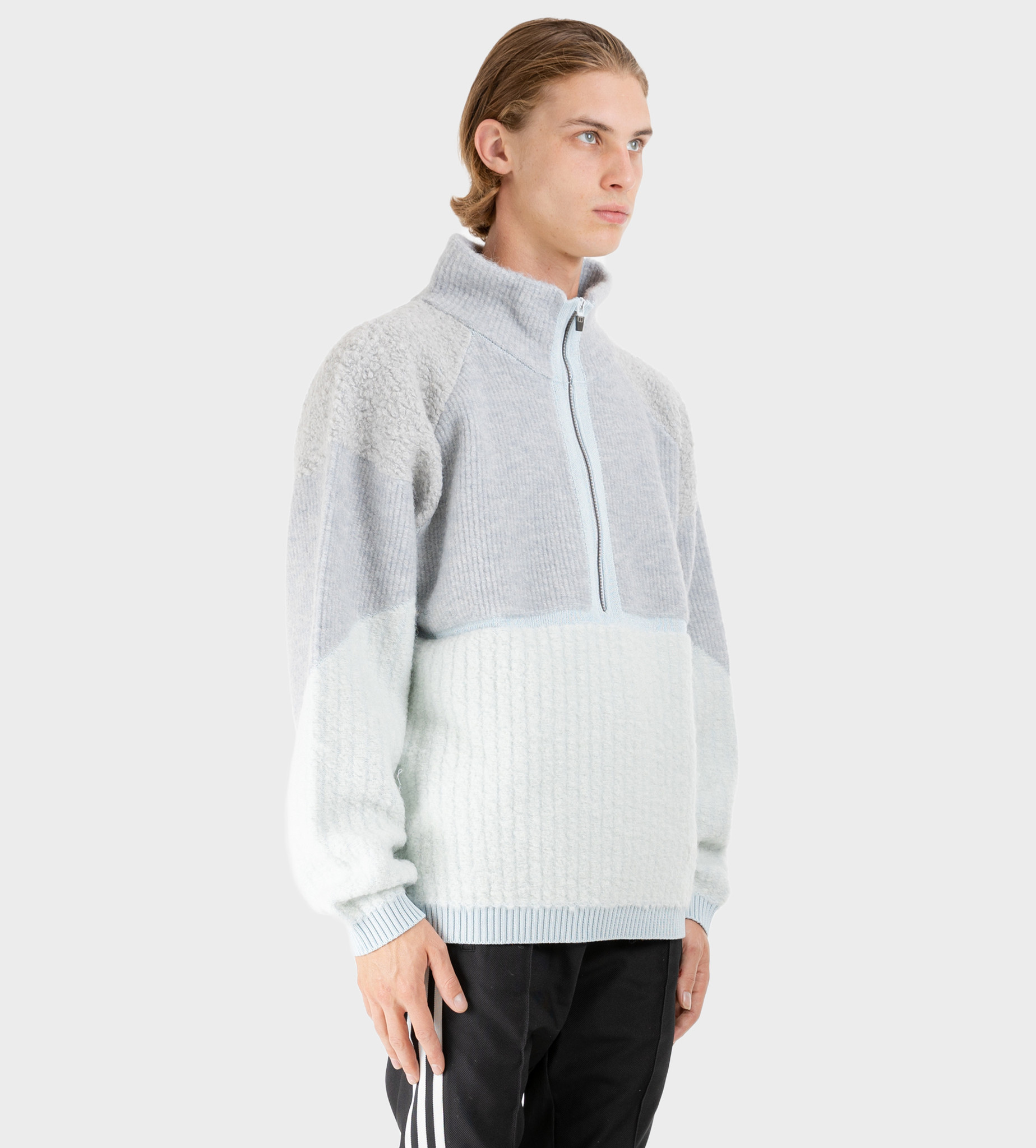 Y3 Winter Knit Half-Zip Sweater Blue Tint