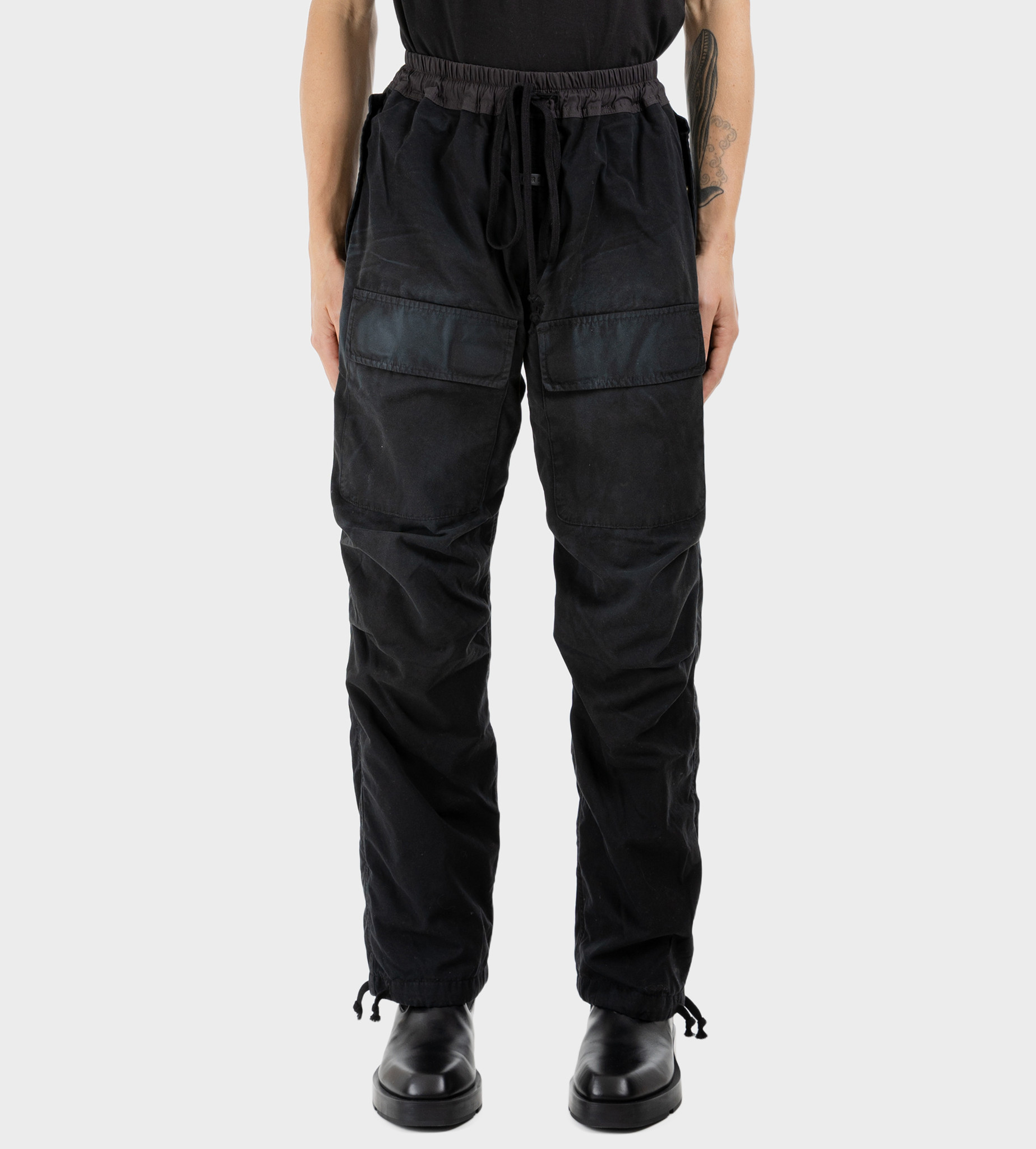 FEAR OF GOD Leather-Trimmed Cotton Trousers Black