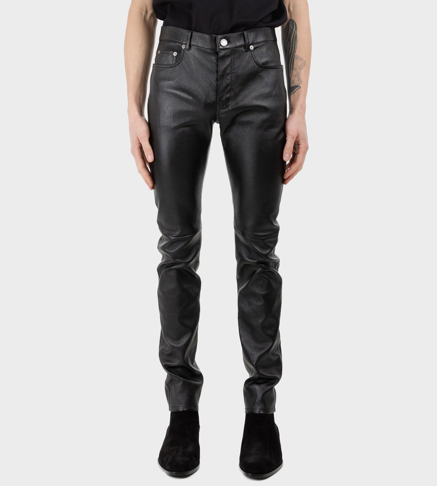 saint laurent leather skinny pants