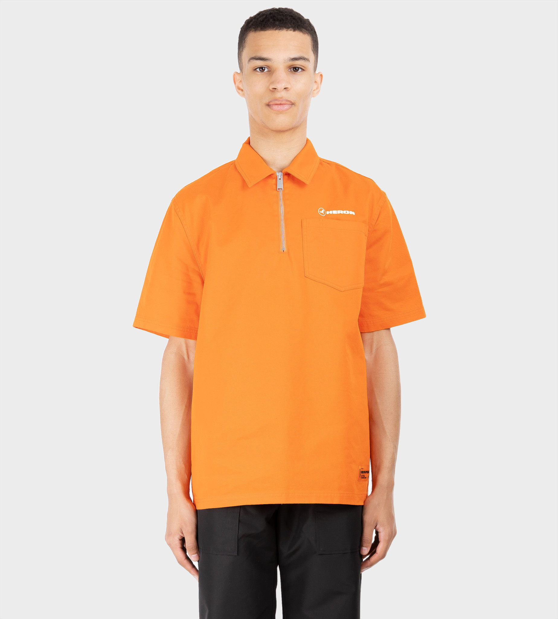 HERON PRESTON Half-zip Short-sleeve Shirt Orange