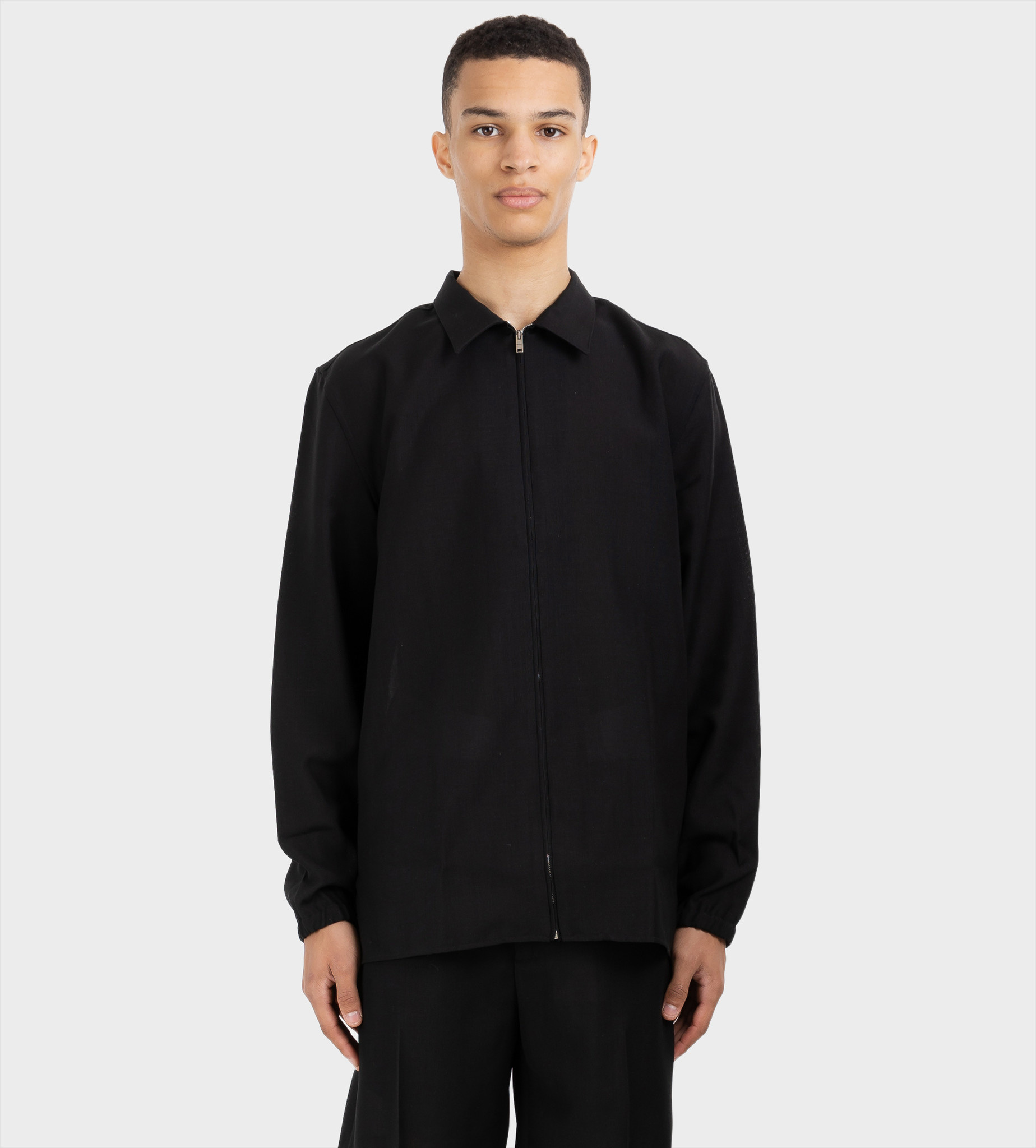 GIVENCHY Oversized Wool Zipped Shirt Black
