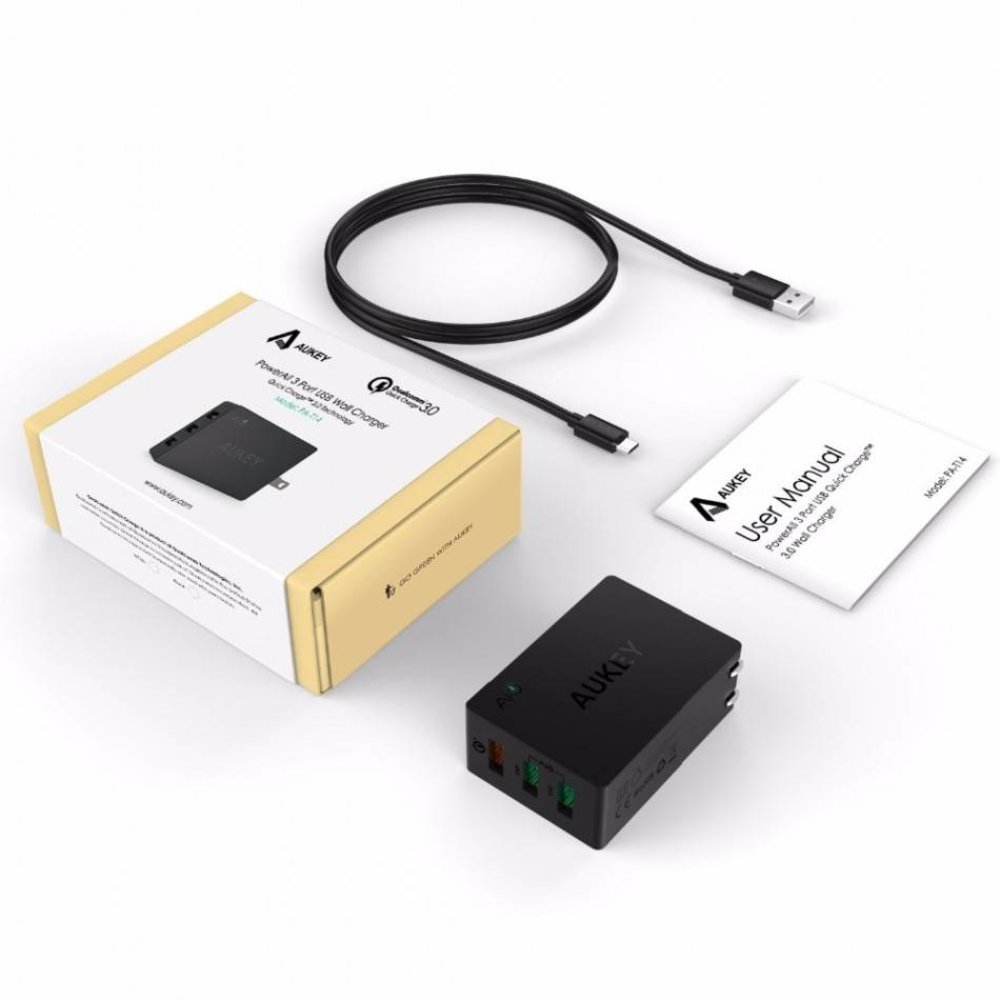 Aukey Aukey PA-T14 3-poort USB Multi Lader Aukey Aukey PA-T14 3-poort USB Multi Lader