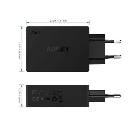 Aukey Aukey PA-Y4 3-poort USB-C Lader Aukey Aukey PA-Y4 3-poort USB-C Lader
