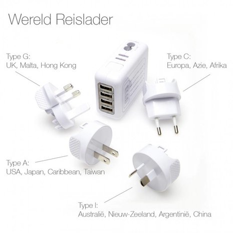 Reis Lader 4x USB Multi Lader Reis Lader 4x USB Multi Lader