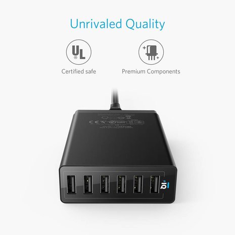 Anker Anker PowerPort 6-Poort USB Multi Lader Anker Anker PowerPort 6-Poort USB Multi Lader